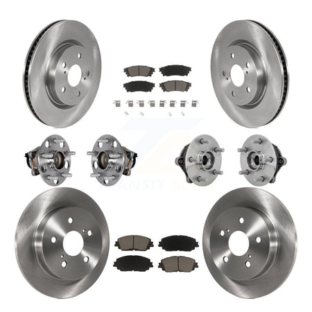 Front Rear Hub Bearing Brake Rotor And Pad Kit (10Pc) For Toyota RAV4 FWD with GAS engine KBB-132440