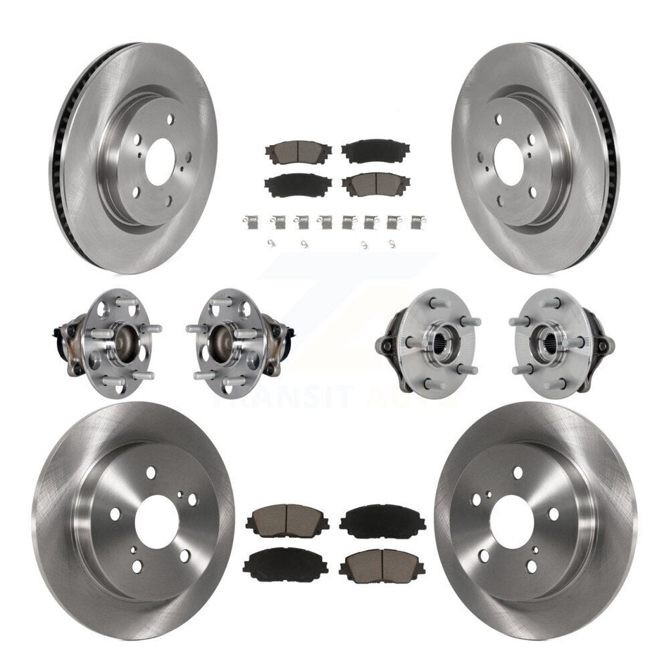 Front Rear Hub Bearing Brake Rotor And Pad Kit (10Pc) For Toyota RAV4 FWD with GAS engine KBB-132440