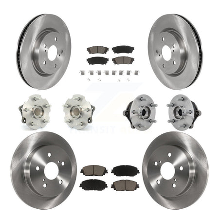 Front Rear Hub Bearing Brake Rotor And Pad Kit (10Pc) For Toyota RAV4 FWD with GAS engine KBB-132441