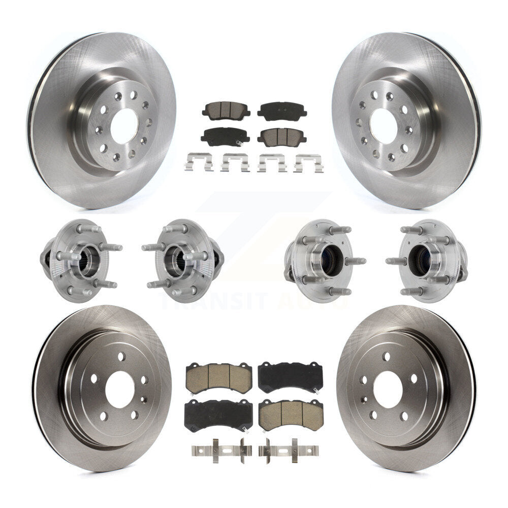 Front Rear Hub Bearings Disc Brake Rotors And Ceramic Pads Kit (10Pc) For Cadillac CTS KBB-132445