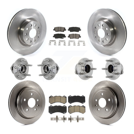Front Rear Hub Bearings Disc Brake Rotors And Ceramic Pads Kit (10Pc) For Cadillac CTS KBB-132445