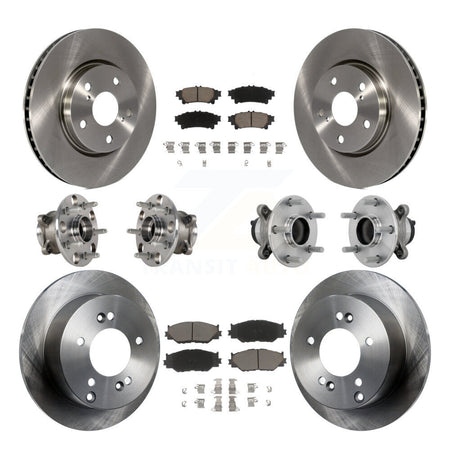 Front Rear Hub Bearing Brake Rotor Pad Kit (10Pc) For 2014-2015 Lexus IS250 Base with RWD KBB-132460