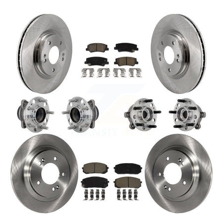 Front Rear Hub Bearings Disc Brake Rotors And Pads Kit (10Pc) For Hyundai Sonata Kia K5 KBB-132461
