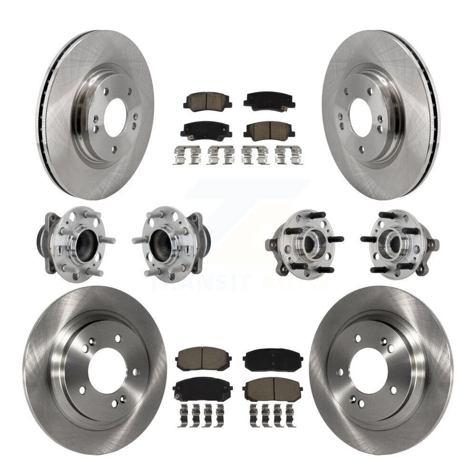 Front Rear Hub Bearings Disc Brake Rotors And Pads Kit (10Pc) For Hyundai Sonata Kia K5 KBB-132461