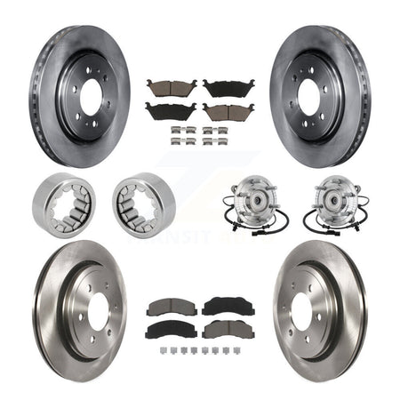 Front Rear Hub Bearing Brake Rotor Pads Shoe Kit (10Pc) For 17 Ford F-150 Raptor with 4WD KBB-132466