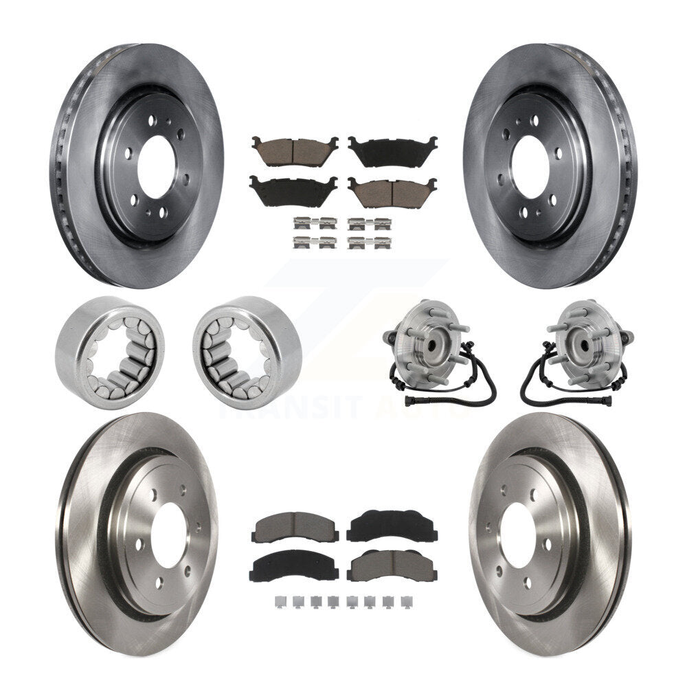 Front Rear Hub Bearing Disc Brake Rotor Pads Shoe Kit (10Pc) For 2015-2017 Ford F-150 RWD KBB-132468