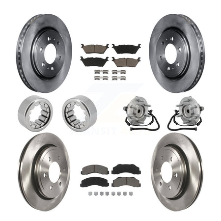 Front Rear Hub Bearing Disc Brake Rotor Pads Shoe Kit (10Pc) For 2015-2017 Ford F-150 RWD KBB-132468