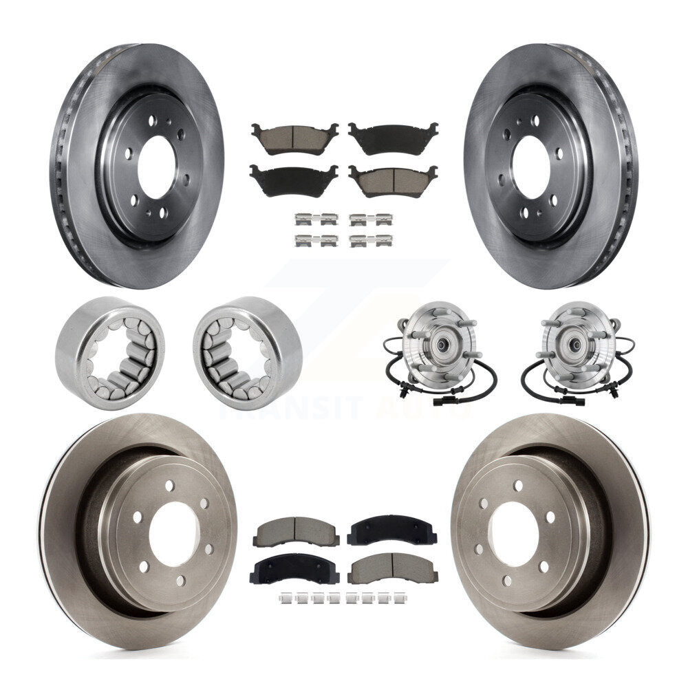 Front Rear Hub Bearing Brake Rotor & Pads Shoe Kit (10Pc) For 2018-2020 Ford F-150 Raptor KBB-132469