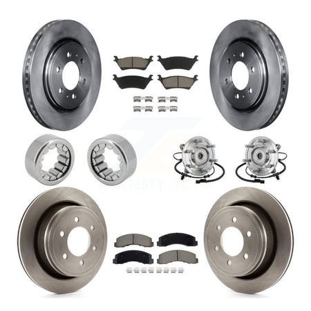Front Rear Hub Bearing Brake Rotor & Pads Shoe Kit (10Pc) For 2018-2020 Ford F-150 Raptor KBB-132469