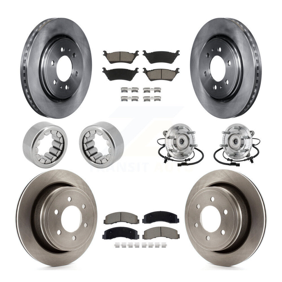 Front Rear Hub Bearing Brake Rotor & Pads Shoe Kit (10Pc) For 2018-2020 Ford F-150 Raptor KBB-132469