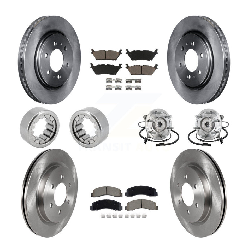 Front Rear Hub Bearing Brake Rotor & Pads Shoe Kit (10Pc) For 2018-2020 Ford F-150 Raptor KBB-132470