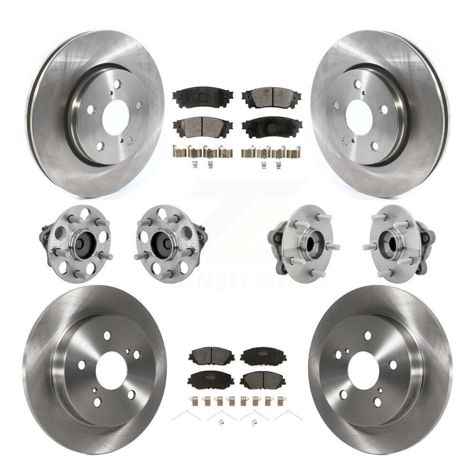 Front Rear Hub Bearing Disc Brake Rotor And Semi-Metallic Pads Kit (10Pc) For Toyota C-HR KBB-132484