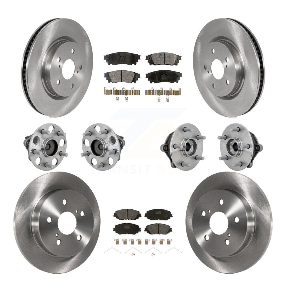 Front Rear Hub Bearing Brake Rotor And Pad Kit (10Pc) For Toyota RAV4 FWD with GAS engine KBB-132485