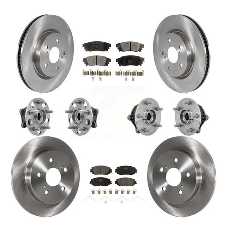 Front Rear Hub Bearing Assembly Disc Brake Rotor And Pad Kit (10Pc) For Toyota RAV4 Venza KBB-132486
