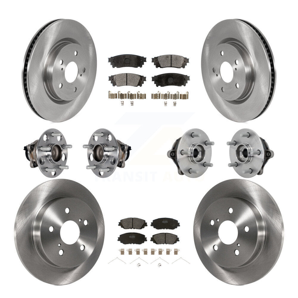 Front Rear Hub Bearing Brake Rotor And Pad Kit (10Pc) For Toyota RAV4 FWD with GAS engine KBB-132487