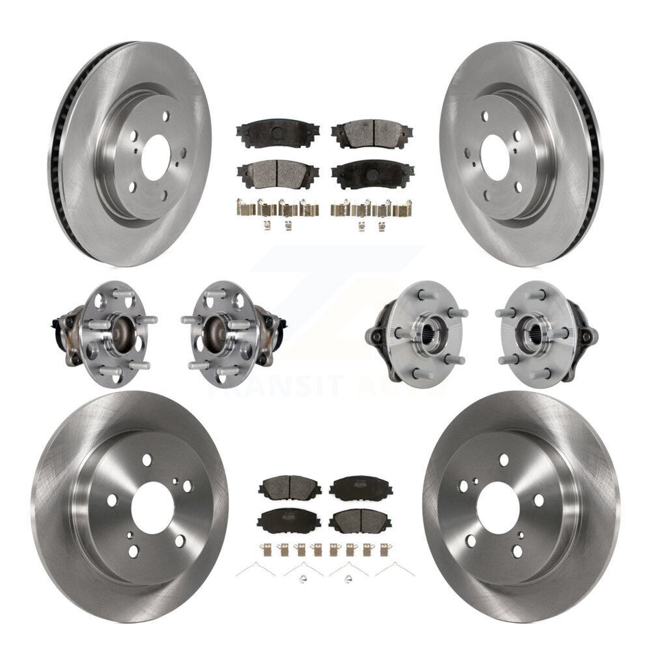 Front Rear Hub Bearing Brake Rotor And Pad Kit (10Pc) For Toyota RAV4 FWD with GAS engine KBB-132487