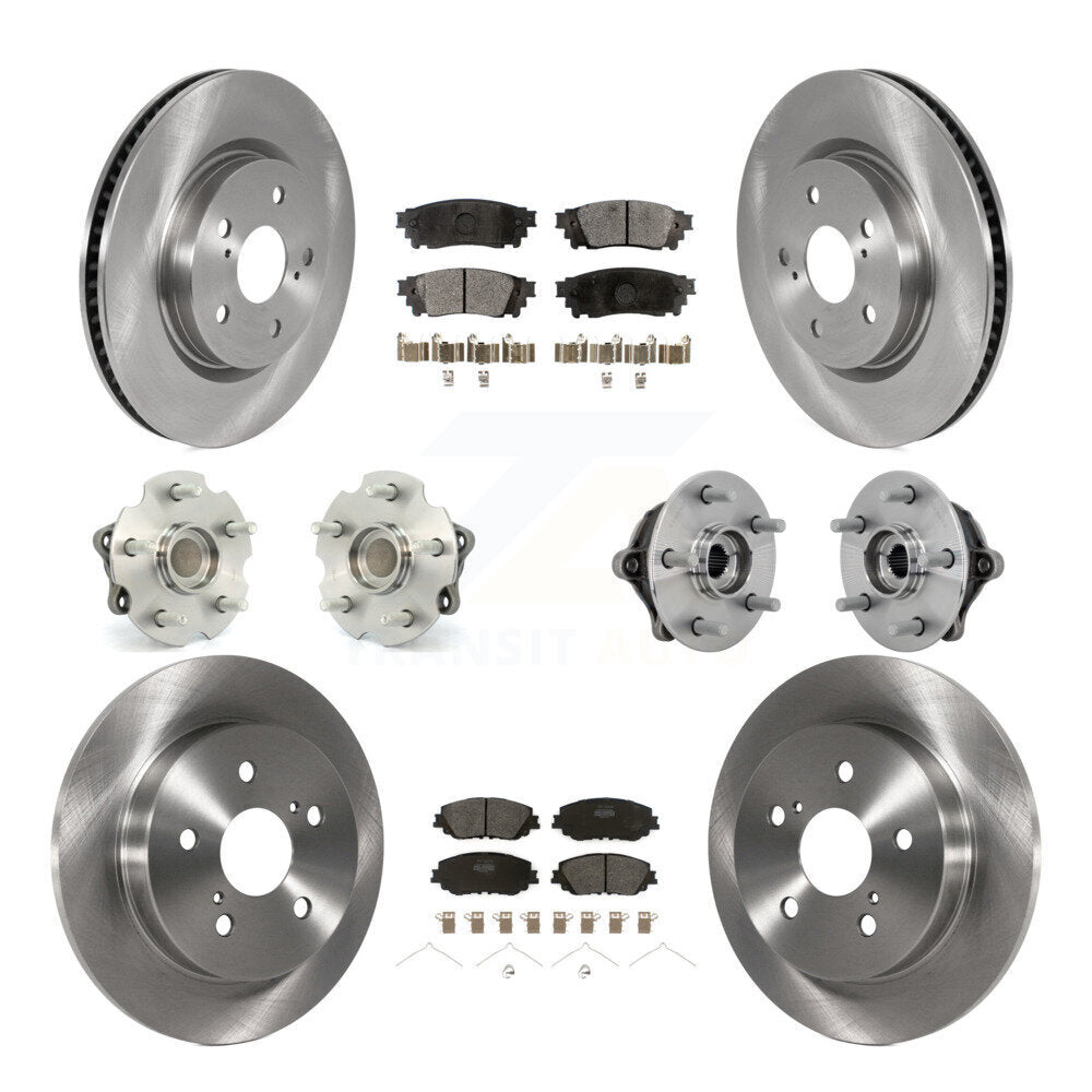Front Rear Hub Bearing Brake Rotor And Pad Kit (10Pc) For Toyota RAV4 FWD with GAS engine KBB-132488