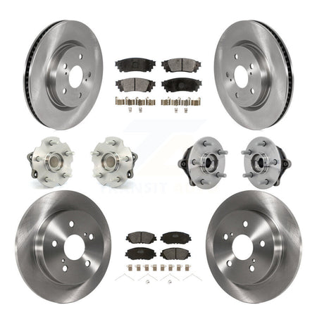Front Rear Hub Bearing Brake Rotor And Pad Kit (10Pc) For Toyota RAV4 FWD with GAS engine KBB-132488