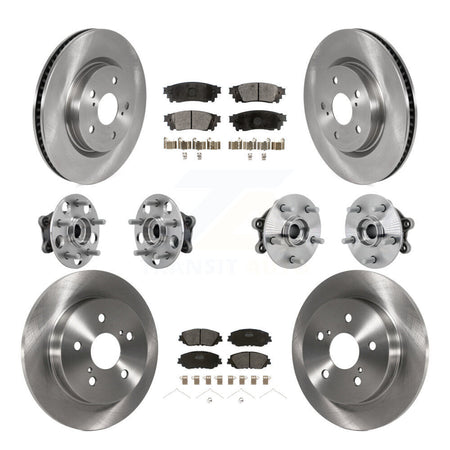Front Rear Hub Bearing Disc Brake Rotor And Semi-Metallic Pads Kit (10Pc) For Toyota RAV4 KBB-132489