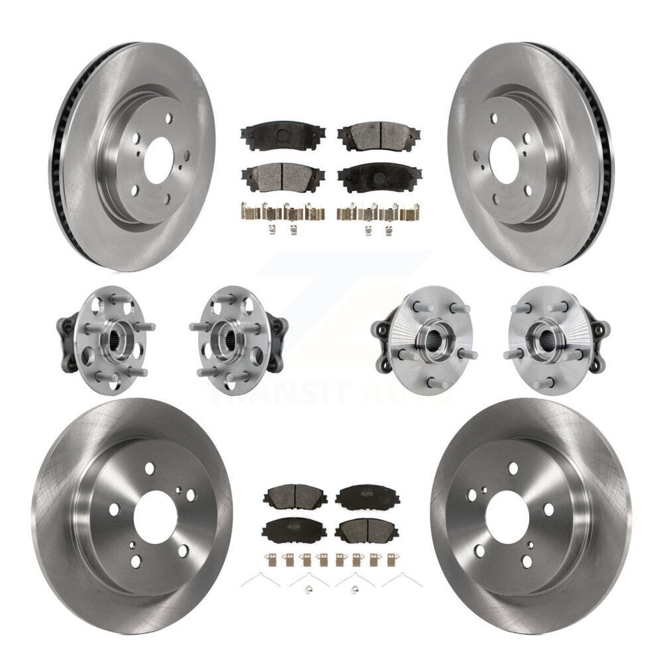 Front Rear Hub Bearing Disc Brake Rotor And Semi-Metallic Pads Kit (10Pc) For Toyota RAV4 KBB-132489
