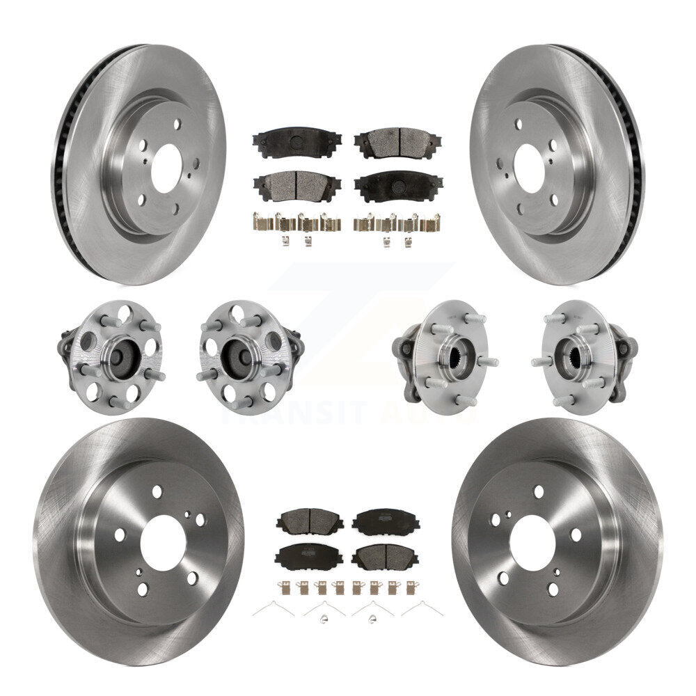 Front Rear Hub Bearing Disc Brake Rotor And Semi-Metallic Pads Kit (10Pc) For Toyota C-HR KBB-132492