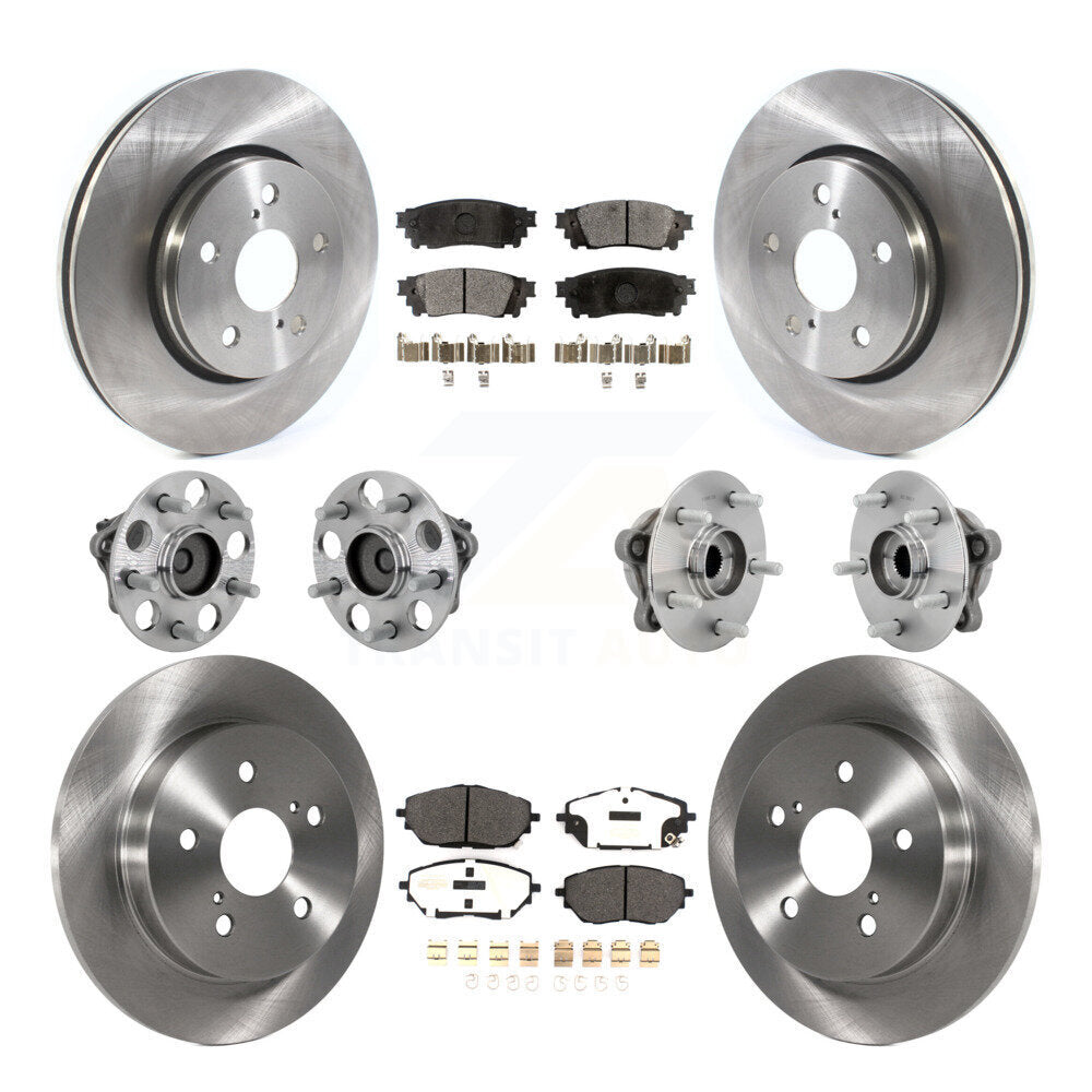 Front Rear Hub Bearing Disc Brake Rotor And Semi-Metallic Pads Kit (10Pc) For Toyota C-HR KBB-132493