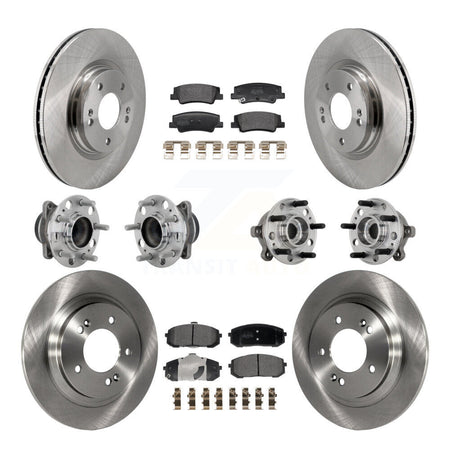 Front Rear Hub Bearings Disc Brake Rotors And Pads Kit (10Pc) For Hyundai Sonata Kia K5 KBB-132494