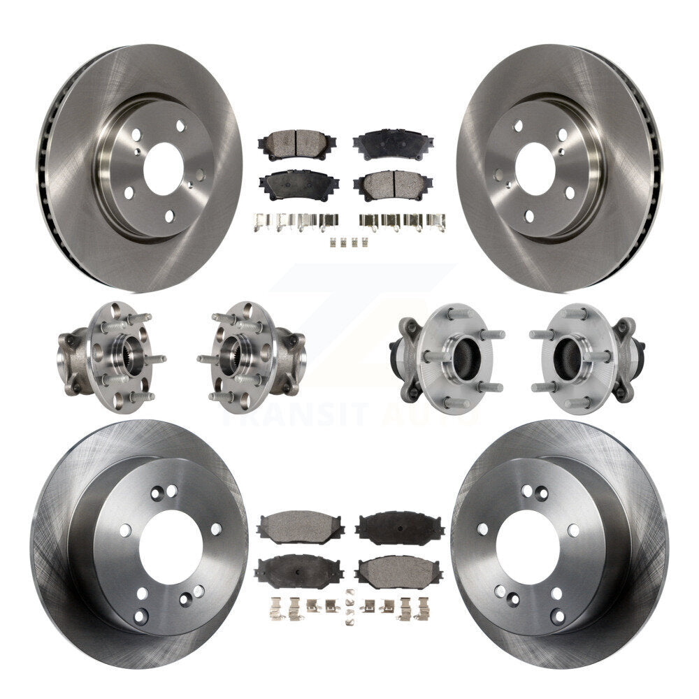 Front Rear Hub Bearing Brake Rotor Pad Kit (10Pc) For 2014-2015 Lexus IS250 Base with RWD KBB-132496