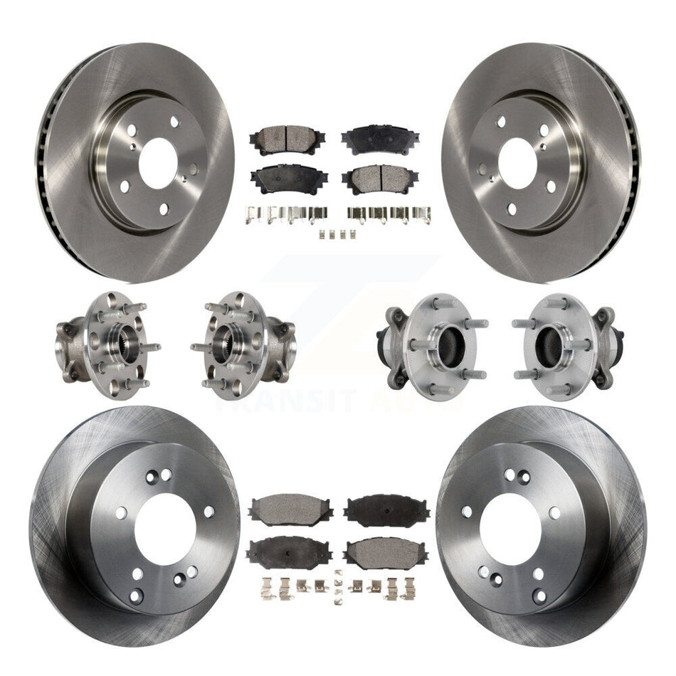 Front Rear Hub Bearing Brake Rotor Pad Kit (10Pc) For 2014-2015 Lexus IS250 Base with RWD KBB-132496
