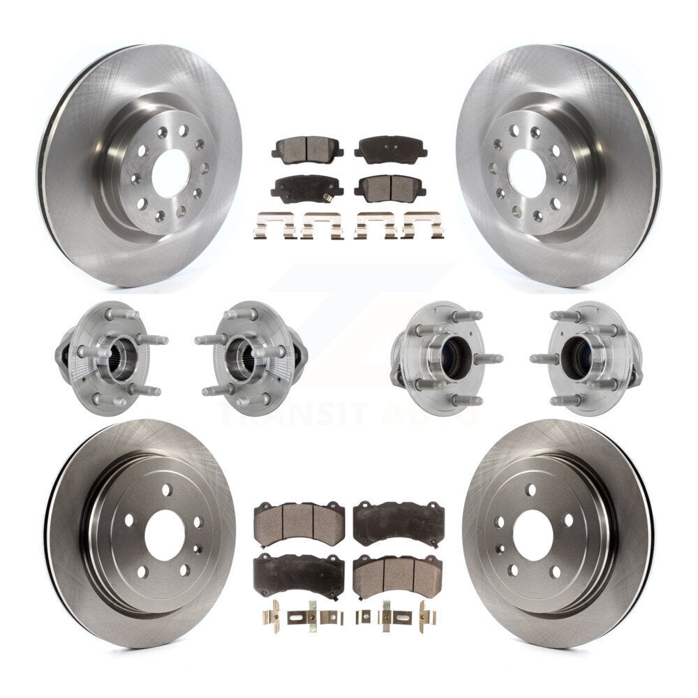Front Rear Hub Bearing Disc Brake Rotor And Semi-Metallic Pad Kit (10Pc) For Cadillac CTS KBB-132506