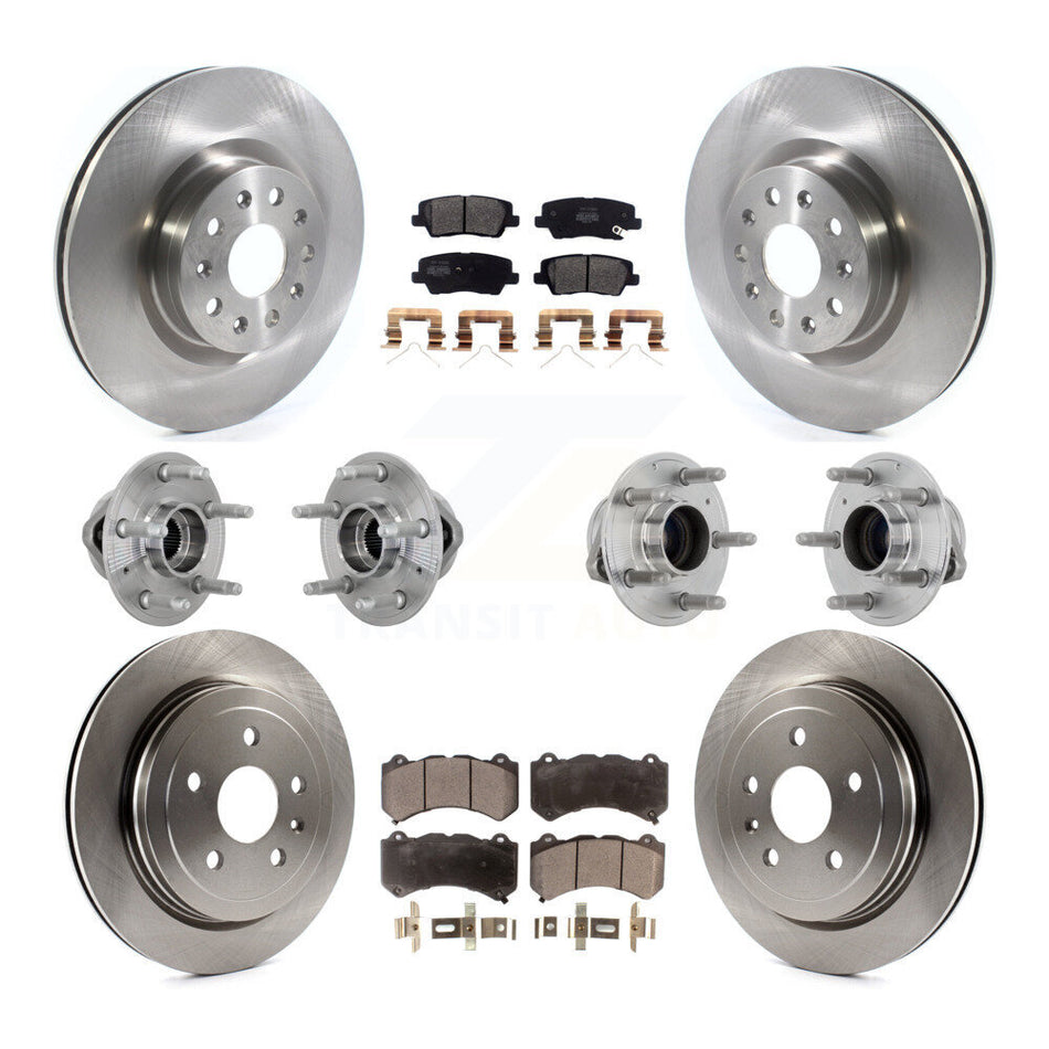 Front Rear Hub Bearing Disc Brake Rotor And Semi-Metallic Pad Kit (10Pc) For Cadillac CTS KBB-132507