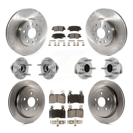 Front Rear Hub Bearing Disc Brake Rotor And Semi-Metallic Pad Kit (10Pc) For Cadillac CTS KBB-132509