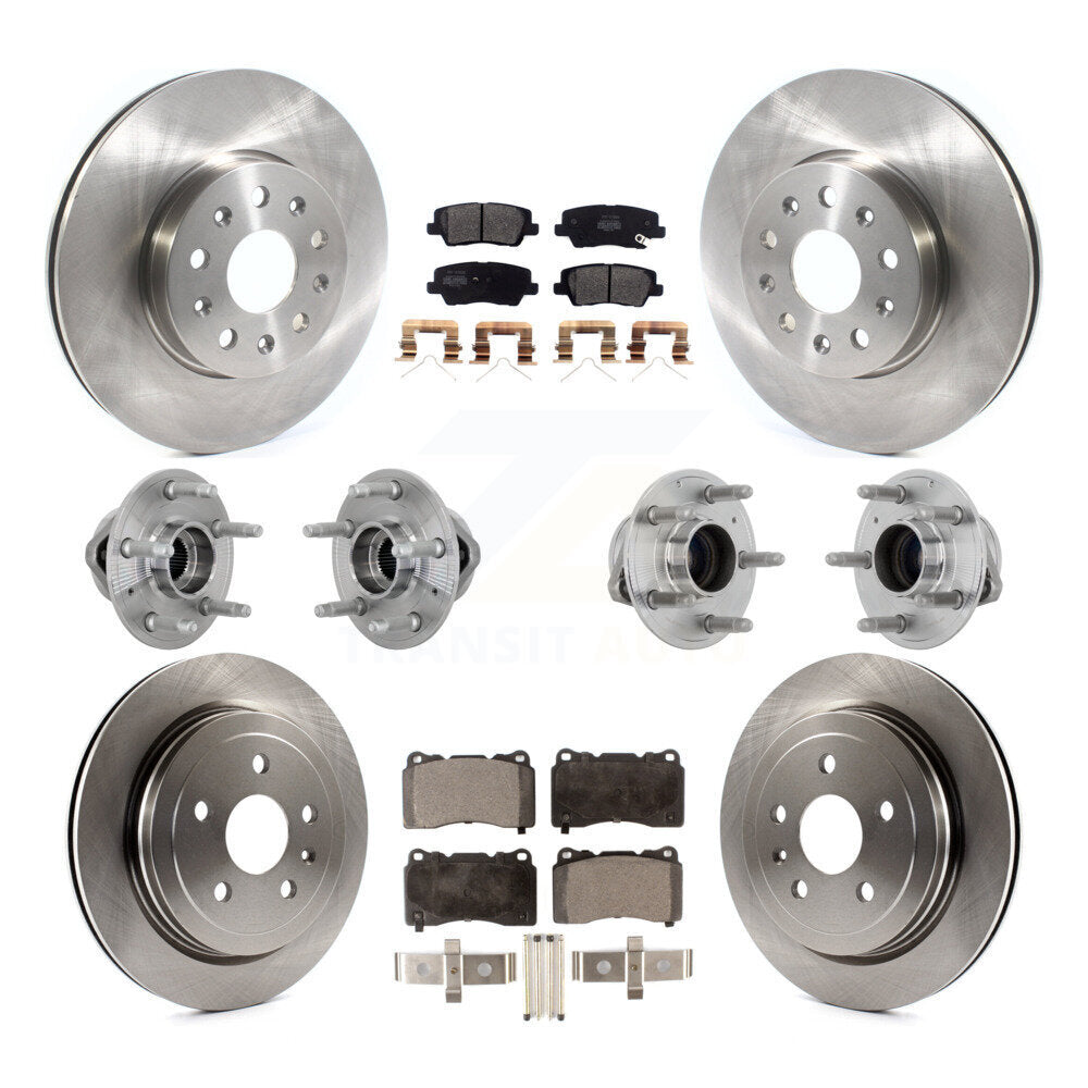 Front Rear Hub Bearing Disc Brake Rotor And Semi-Metallic Pad Kit (10Pc) For Cadillac CTS KBB-132510