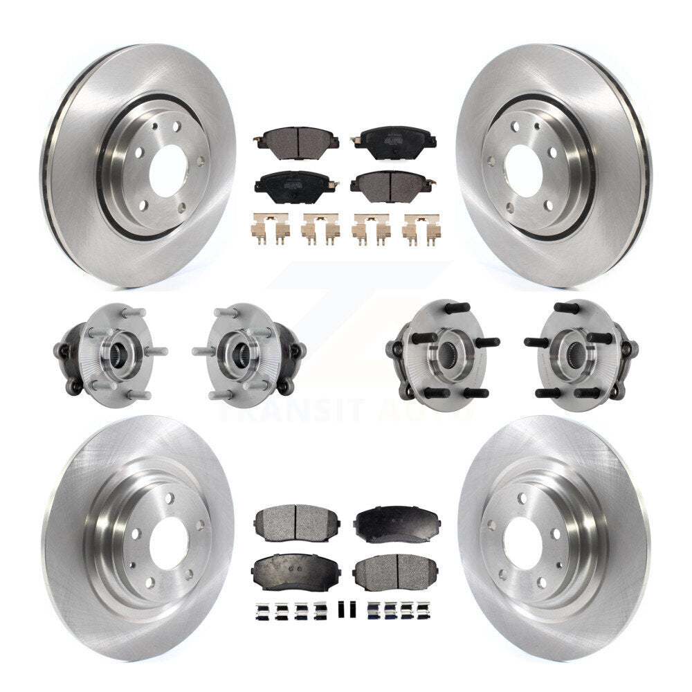 Front Rear Hub Bearing Disc Brake Rotors And Pads Kit (10Pc) For 2016-2023 Mazda CX-9 AWD KBB-132517