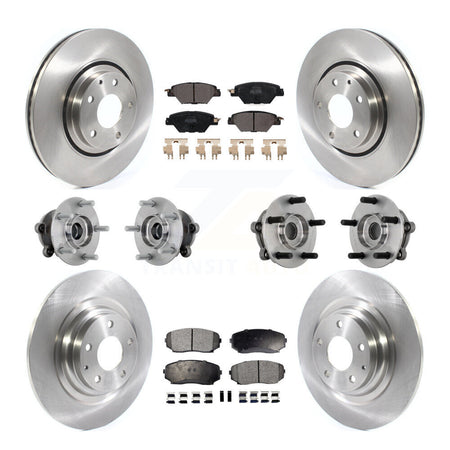 Front Rear Hub Bearing Disc Brake Rotors And Pads Kit (10Pc) For 2016-2023 Mazda CX-9 AWD KBB-132517