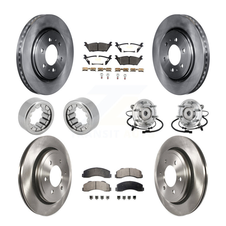 Front Rear Hub Bearing Brake Rotor Pads Shoe Kit (10Pc) For 17 Ford F-150 Raptor with 4WD KBB-132531