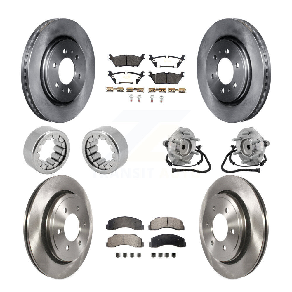 Front Rear Hub Bearing Disc Brake Rotor Pads Shoe Kit (10Pc) For 2015-2017 Ford F-150 RWD KBB-132533