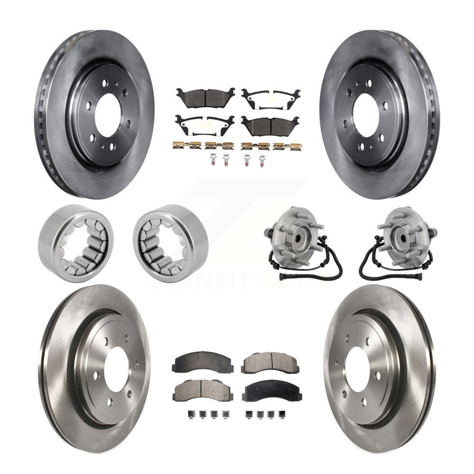 Front Rear Hub Bearing Disc Brake Rotor Pads Shoe Kit (10Pc) For 2015-2017 Ford F-150 RWD KBB-132533