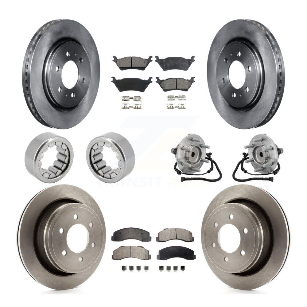Front Rear Hub Bearing Disc Brake Rotor Pads Shoe Kit (10Pc) For 2015-2017 Ford F-150 RWD KBB-132534