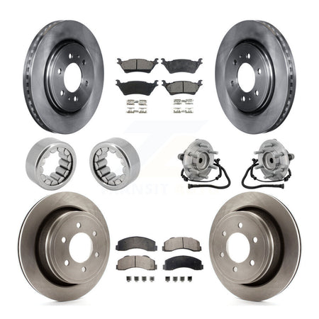 Front Rear Hub Bearing Disc Brake Rotor Pads Shoe Kit (10Pc) For 2015-2017 Ford F-150 RWD KBB-132534