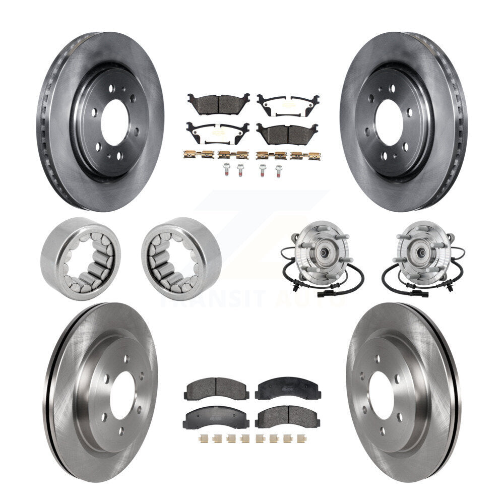 Front Rear Hub Bearing Brake Rotor & Pads Shoe Kit (10Pc) For 2018-2020 Ford F-150 Raptor KBB-132535