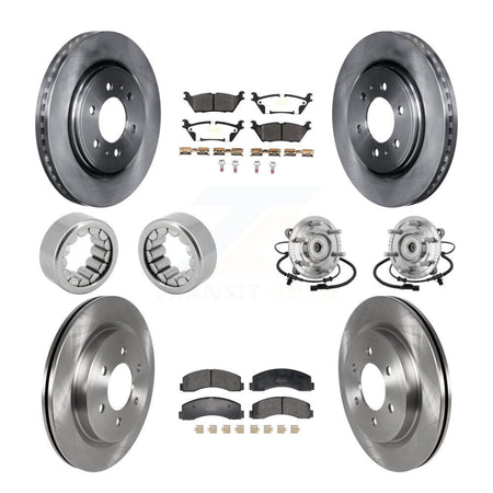 Front Rear Hub Bearing Brake Rotor & Pads Shoe Kit (10Pc) For 2018-2020 Ford F-150 Raptor KBB-132535