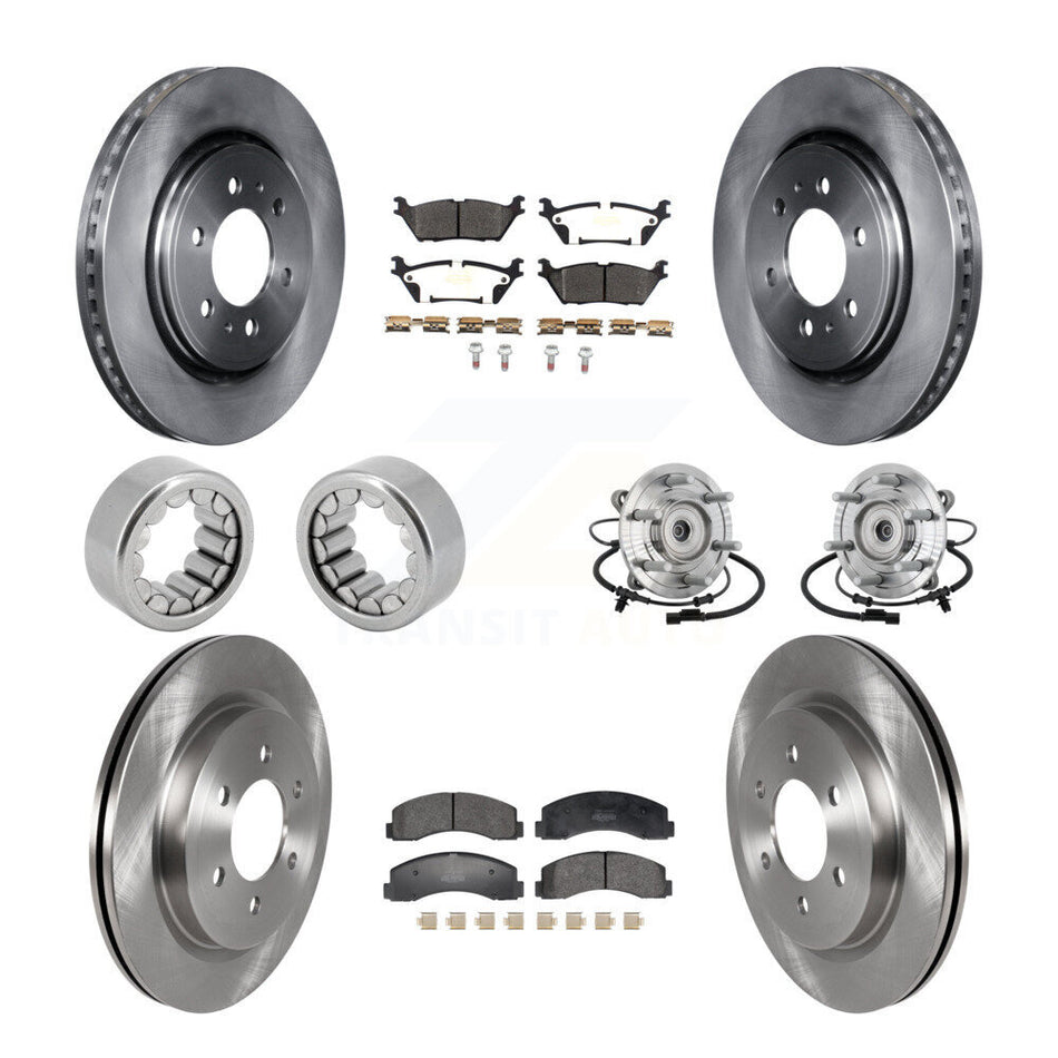 Front Rear Hub Bearing Brake Rotor & Pads Shoe Kit (10Pc) For 2018-2020 Ford F-150 Raptor KBB-132535