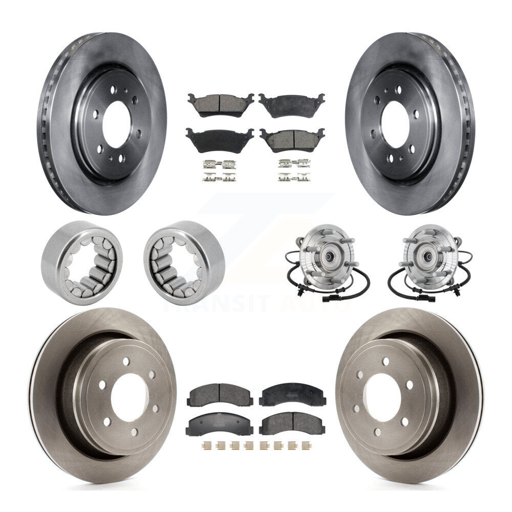 Front Rear Hub Bearing Brake Rotor & Pads Shoe Kit (10Pc) For 2018-2020 Ford F-150 Raptor KBB-132536