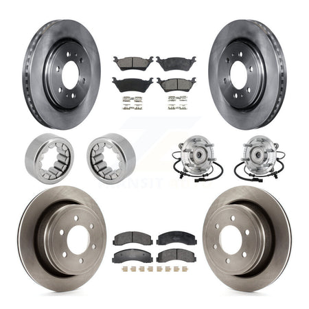 Front Rear Hub Bearing Brake Rotor & Pads Shoe Kit (10Pc) For 2018-2020 Ford F-150 Raptor KBB-132536