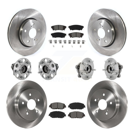 Front Rear Hub Bearing Disc Brake Rotor And Semi-Metallic Pads Kit (10Pc) For Toyota C-HR KBB-132551