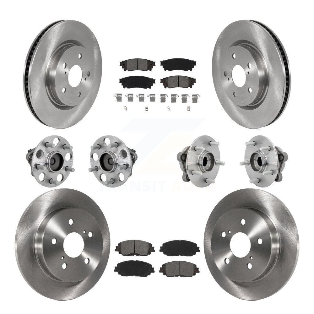 Front Rear Hub Bearing Disc Brake Rotor And Semi-Metallic Pads Kit (10Pc) For Toyota C-HR KBB-132552