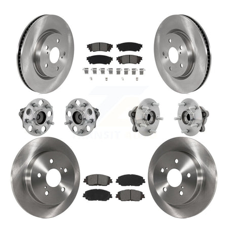 Front Rear Hub Bearing Disc Brake Rotor And Semi-Metallic Pads Kit (10Pc) For Toyota C-HR KBB-132552