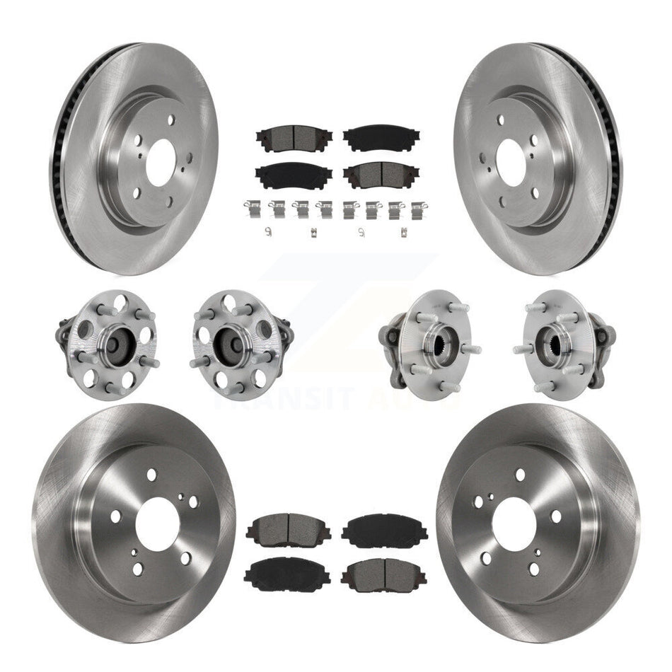 Front Rear Hub Bearing Disc Brake Rotor And Semi-Metallic Pads Kit (10Pc) For Toyota C-HR KBB-132552