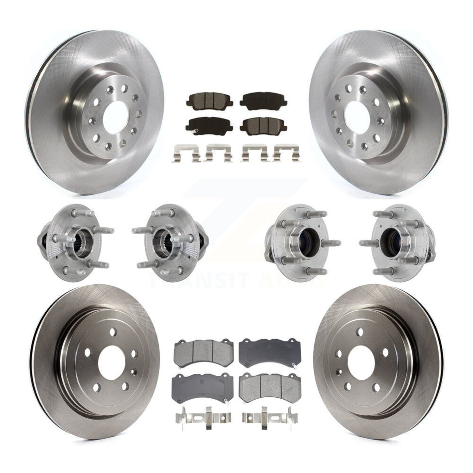 Front Rear Hub Bearing Disc Brake Rotor And Semi-Metallic Pad Kit (10Pc) For Cadillac CTS KBB-132555